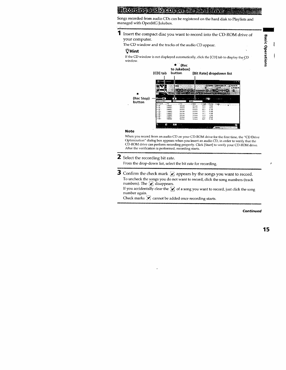 Rec to jukebox), 2 select the recording bit rate | Sony MZ-N707 User Manual | Page 15 / 41