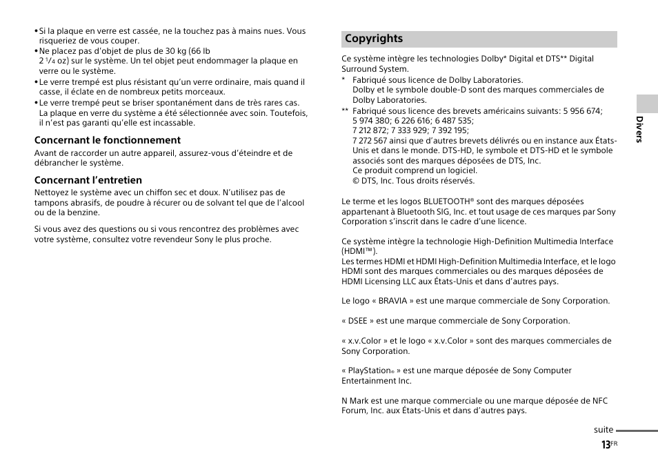 Copyrights | Sony HT-XT1 User Manual | Page 35 / 72