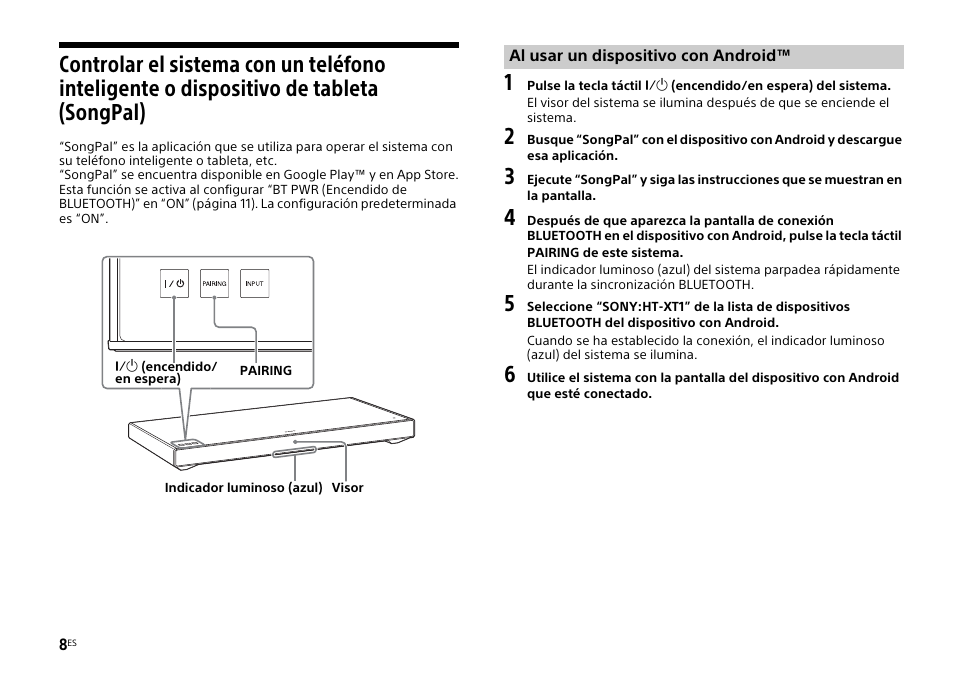 De tableta (songpal) | Sony HT-XT1 User Manual | Page 54 / 72