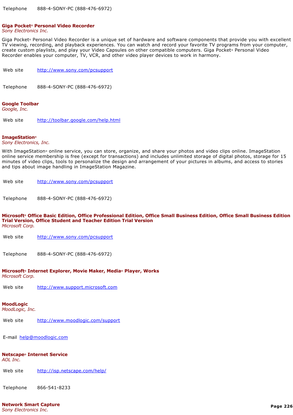 Sony VGN-S170B User Manual | Page 226 / 228