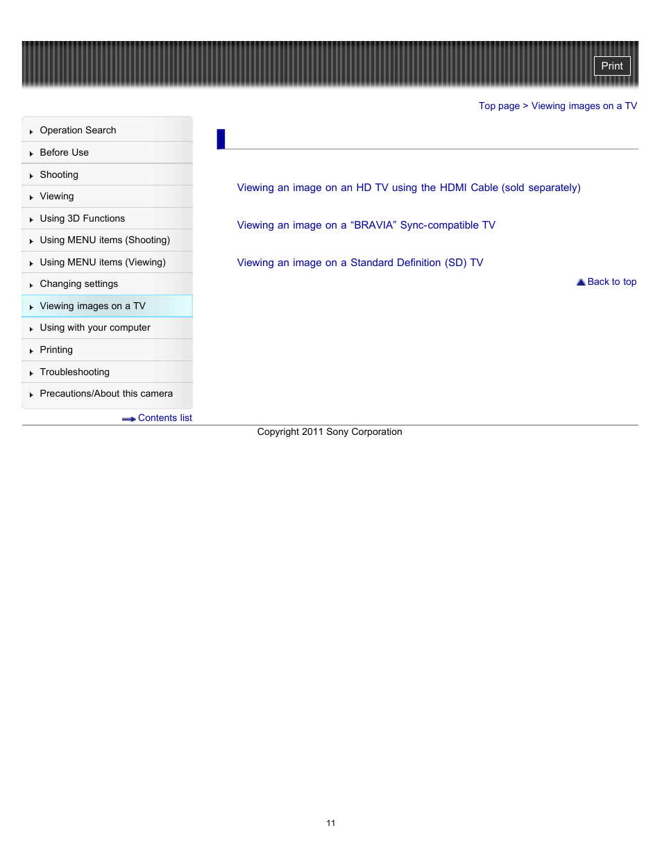 Viewing images on a tv | Sony DSC-HX9V User Manual | Page 11 / 289