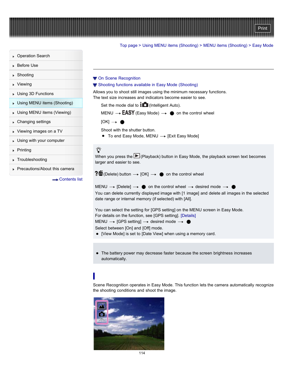 Easy mode | Sony DSC-HX9V User Manual | Page 114 / 289