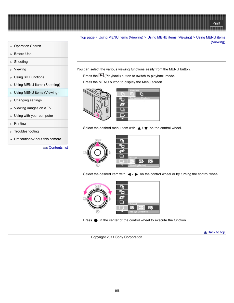 Using menu items (viewing) | Sony DSC-HX9V User Manual | Page 158 / 289