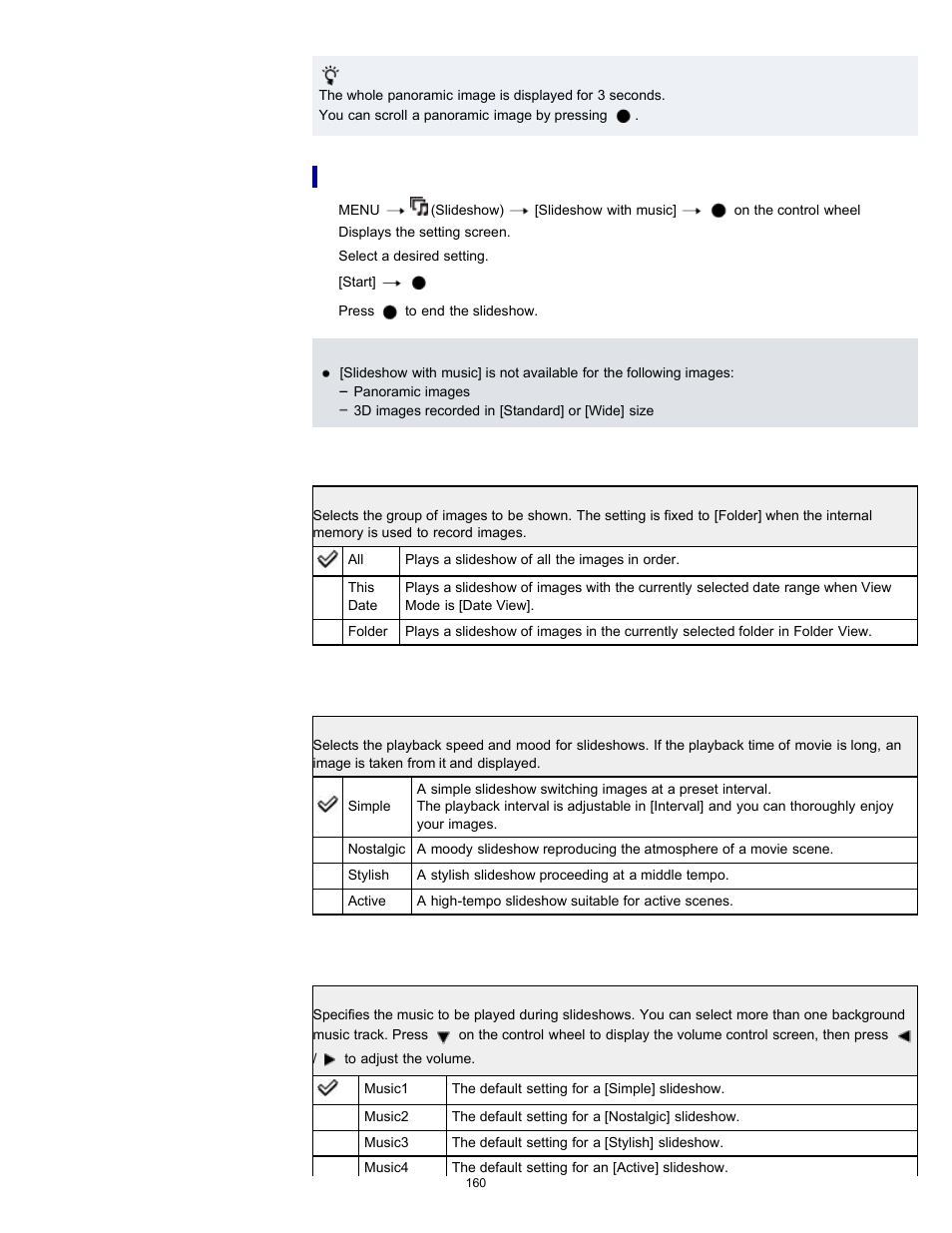 Slideshow with music | Sony DSC-HX9V User Manual | Page 160 / 289
