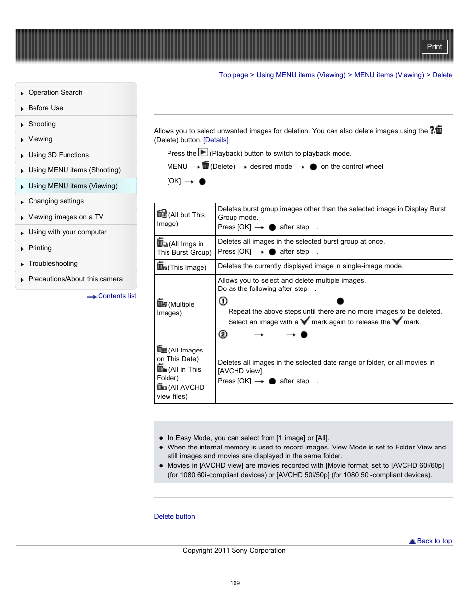 Delete, Details | Sony DSC-HX9V User Manual | Page 169 / 289