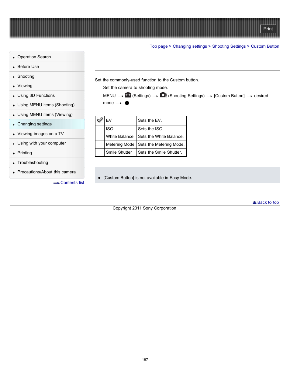 Custom button, Details | Sony DSC-HX9V User Manual | Page 187 / 289
