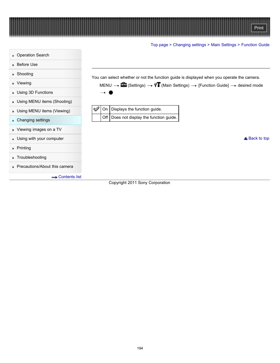 Function guide | Sony DSC-HX9V User Manual | Page 194 / 289