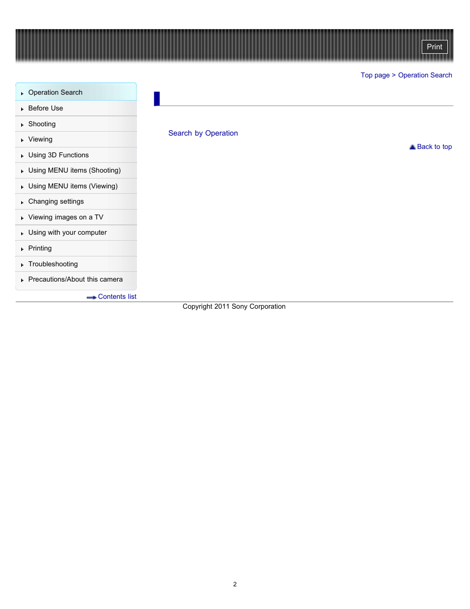Operation search | Sony DSC-HX9V User Manual | Page 2 / 289