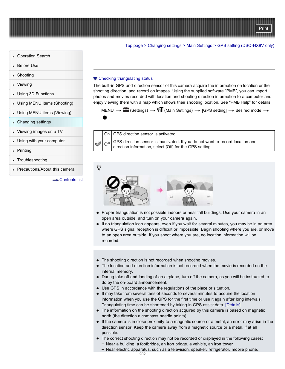 Gps setting (dsc-hx9v only), Details | Sony DSC-HX9V User Manual | Page 202 / 289