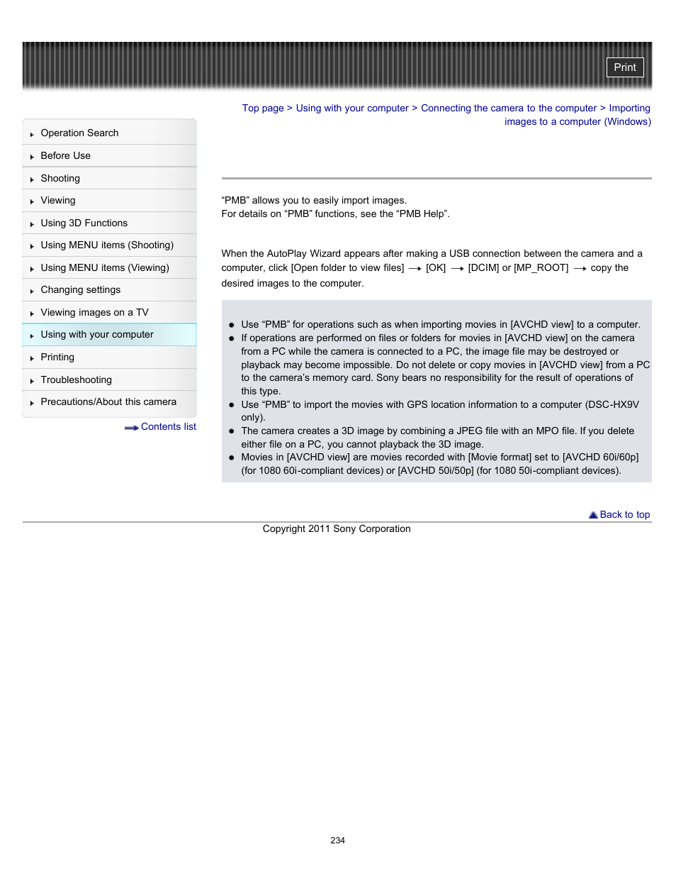 Importing images to a computer (windows), Details | Sony DSC-HX9V User Manual | Page 234 / 289
