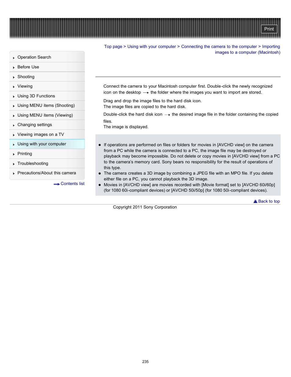 Importing images to a computer (macintosh), Details | Sony DSC-HX9V User Manual | Page 235 / 289