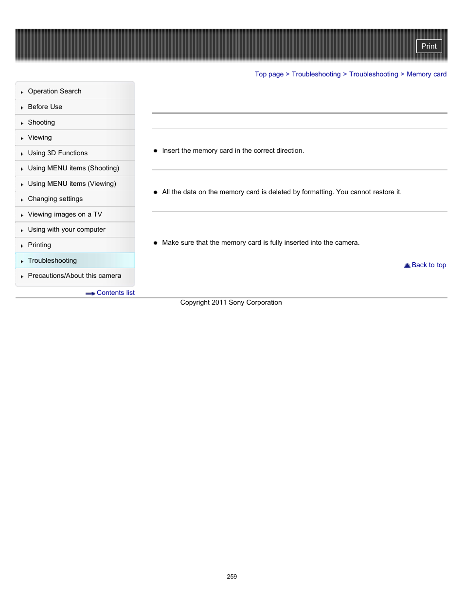 Memory card | Sony DSC-HX9V User Manual | Page 259 / 289