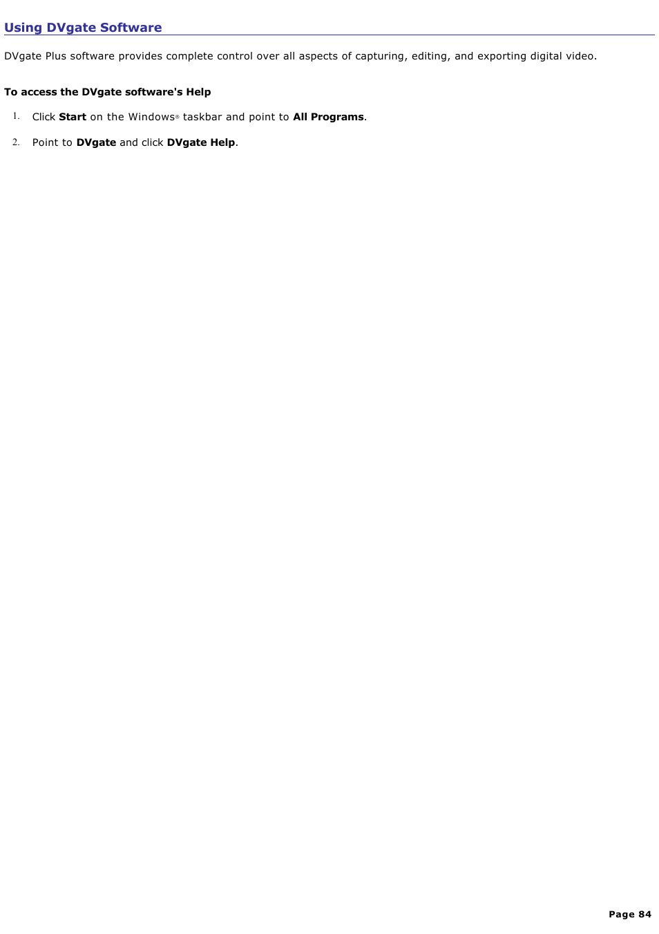 Using dvgate software | Sony PCV-RS311 User Manual | Page 84 / 161