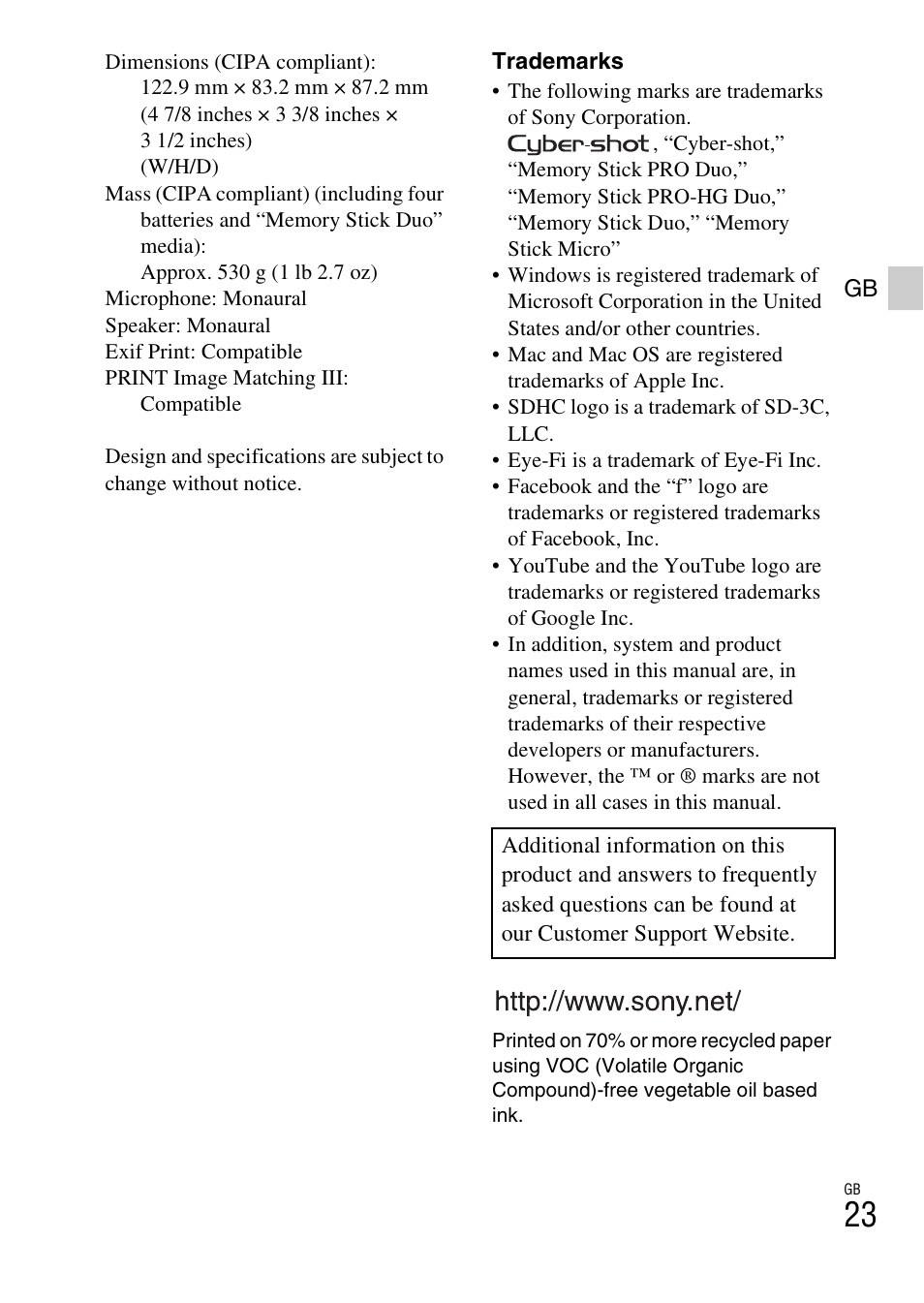 Sony DSC-H200 User Manual | Page 23 / 48