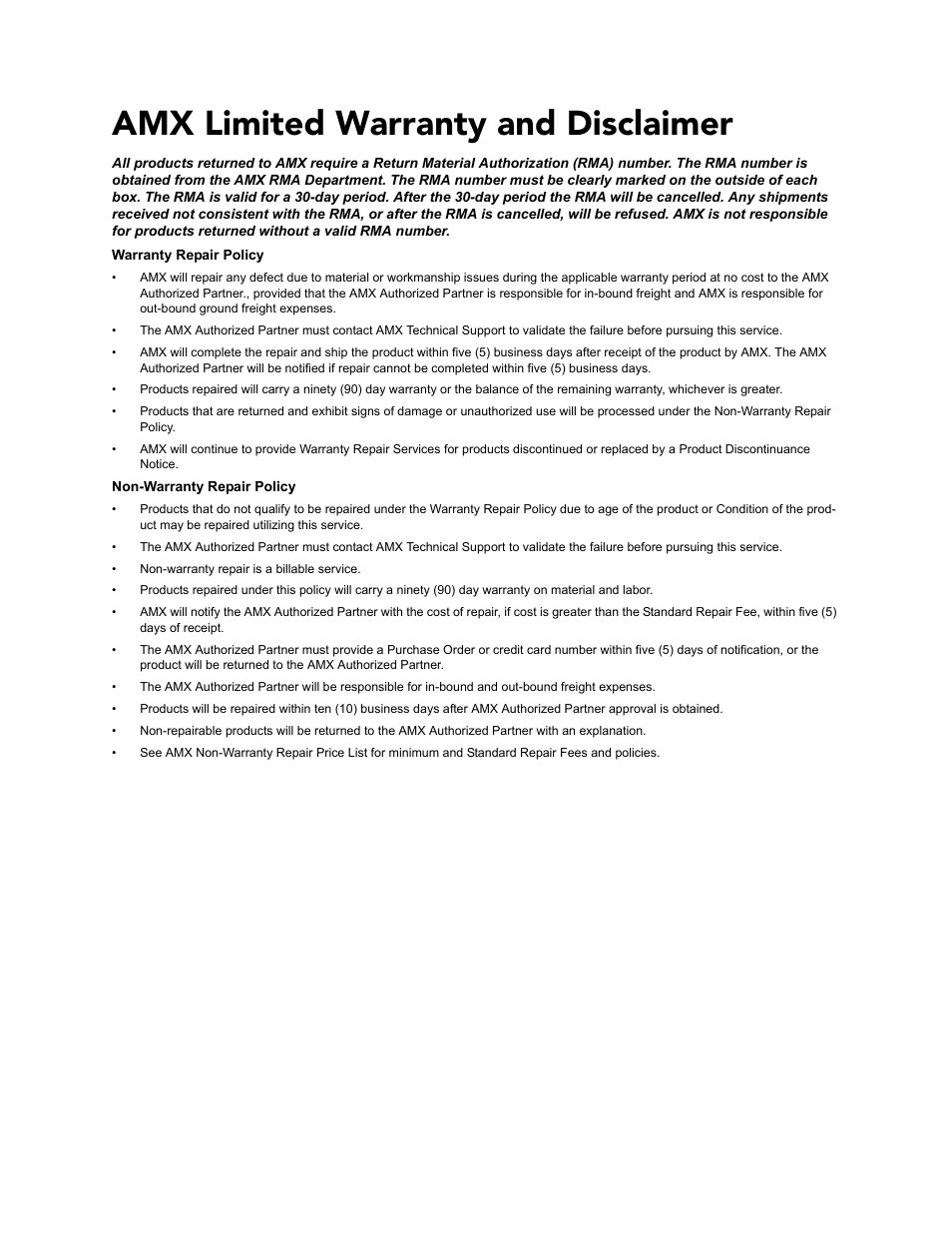 Amx limited warranty and disclaimer | AMX SIP Communications Gateway CSG-500 User Manual | Page 2 / 84