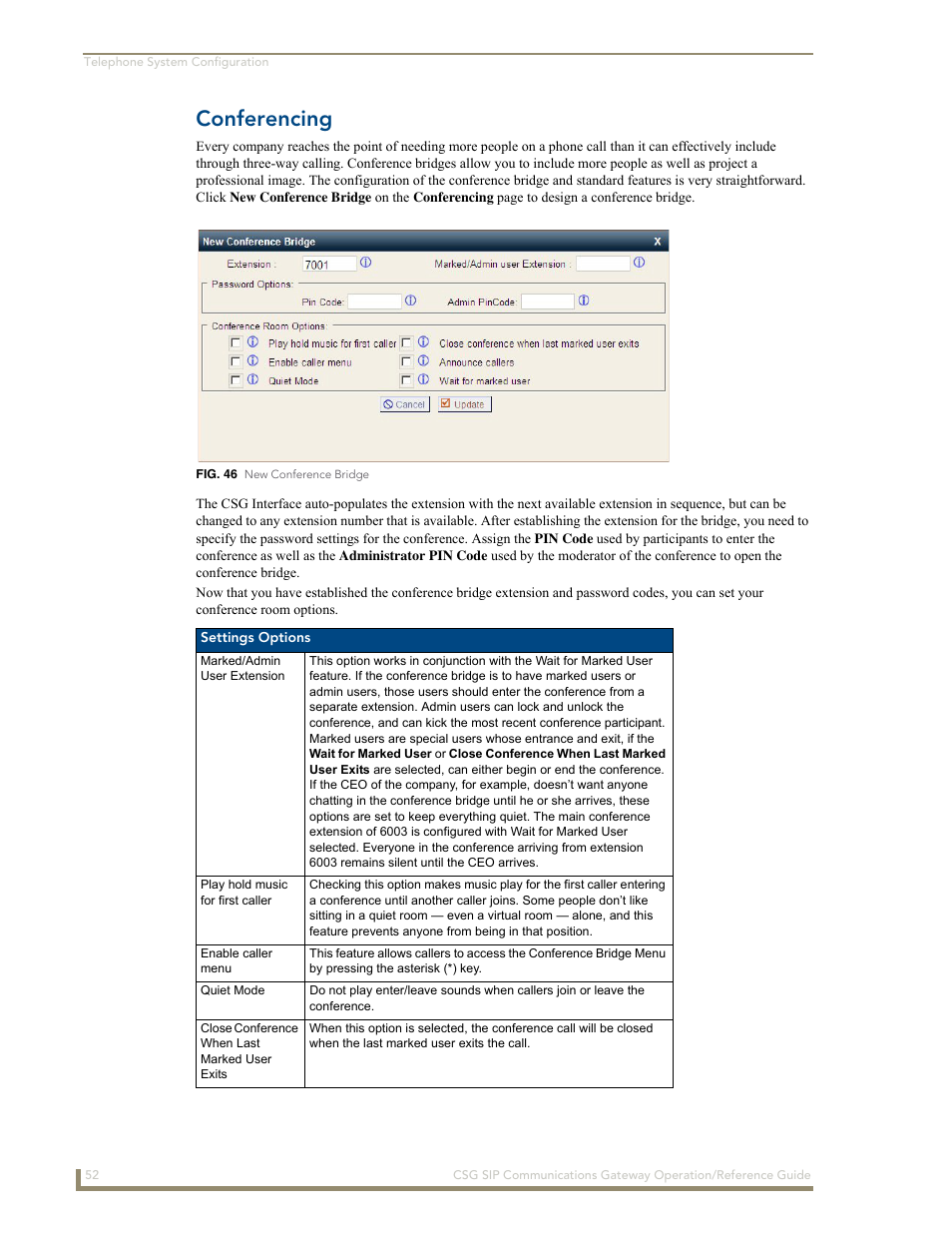 Conferencing | AMX SIP Communications Gateway CSG-500 User Manual | Page 60 / 84