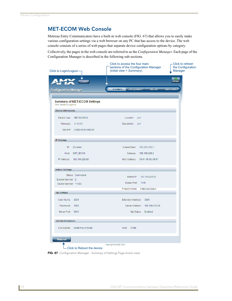 Met-ecom web console | AMX SIP Communications Gateway CSG-500 User Manual | Page 80 / 84