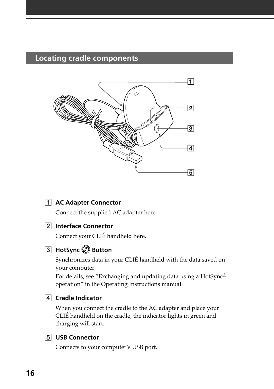 Locating cradle components | Sony PEG-N760C User Manual | Page 16 / 60