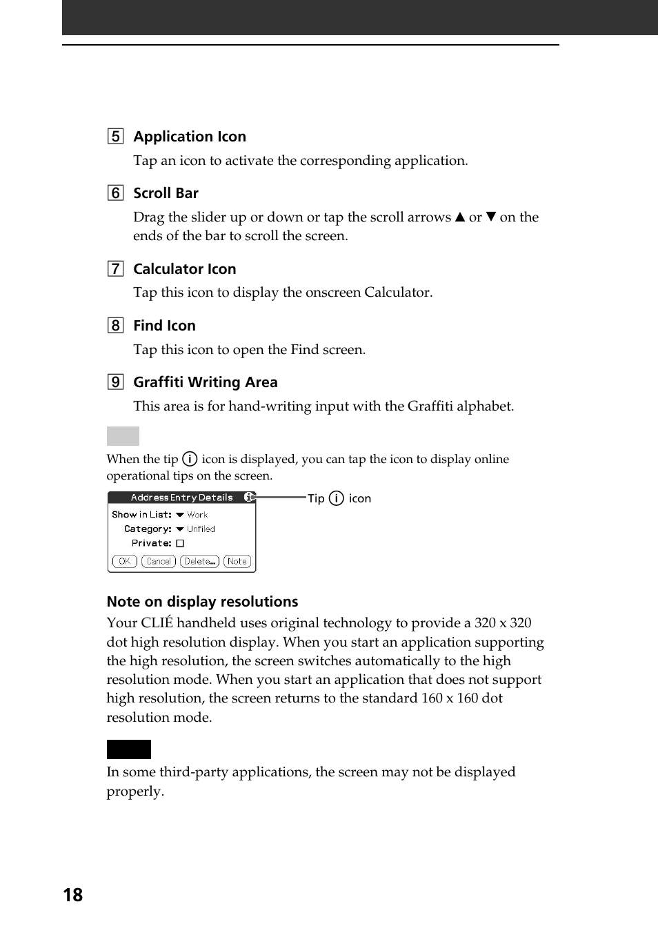 18 sony clié handheld components | Sony PEG-N760C User Manual | Page 18 / 60