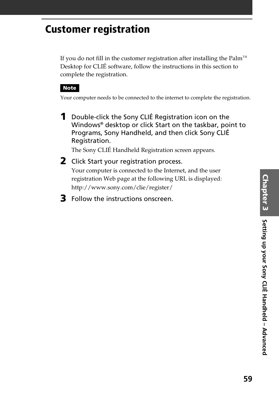 Customer registration | Sony PEG-N760C User Manual | Page 59 / 60