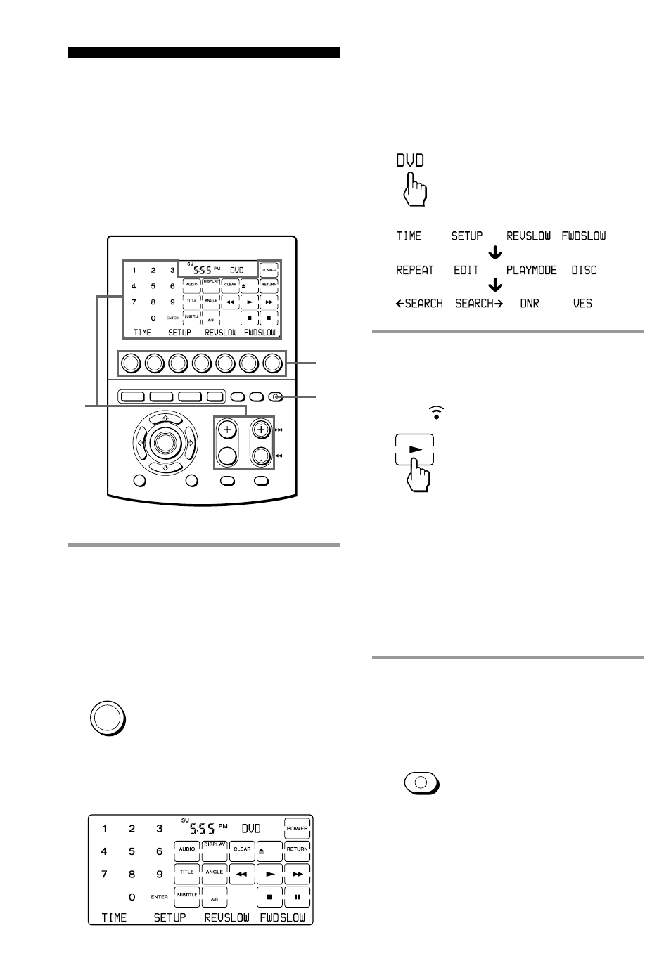 Press the desired key in the touch-key display, Example: to play a dvd player | Sony RM-AV3000 User Manual | Page 18 / 104