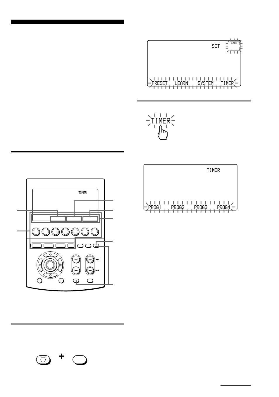 Setting the timer, Setting the new timer program, Timer | While pressing commander off, press muting, Press the timer key, Set” appears on the mode display key, Continued | Sony RM-AV3000 User Manual | Page 61 / 104