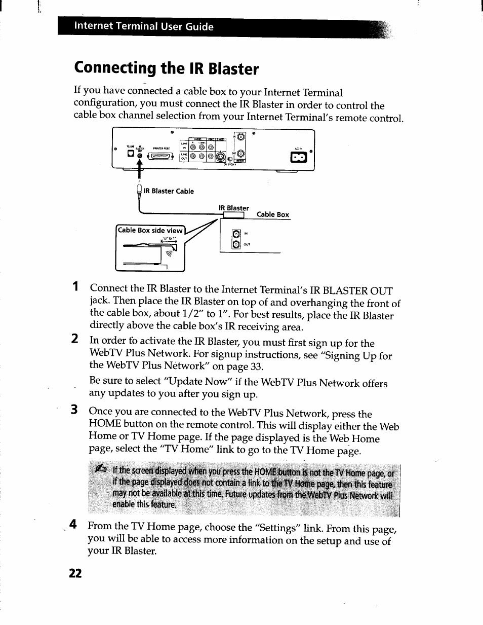 Connecting the ir blaster, T © © fpn i© © ®©i^ ®p | Sony INT-W200 User Manual | Page 25 / 49