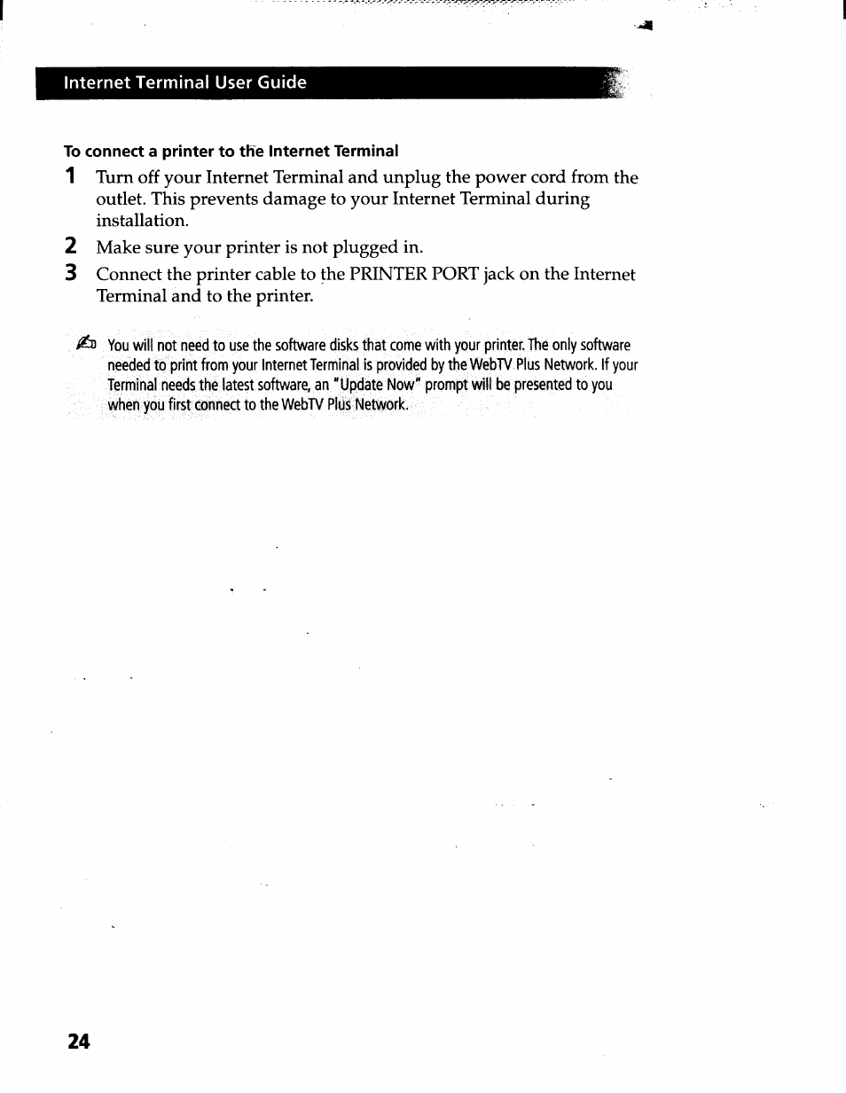 To connect a printer to the internet terminal | Sony INT-W200 User Manual | Page 27 / 49