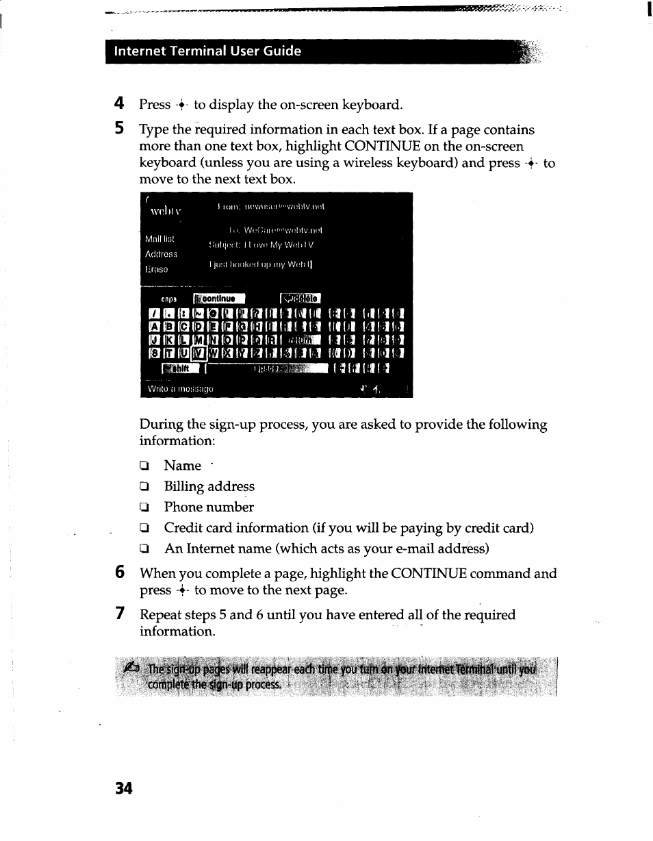 Internet terminal user guide | Sony INT-W200 User Manual | Page 36 / 49