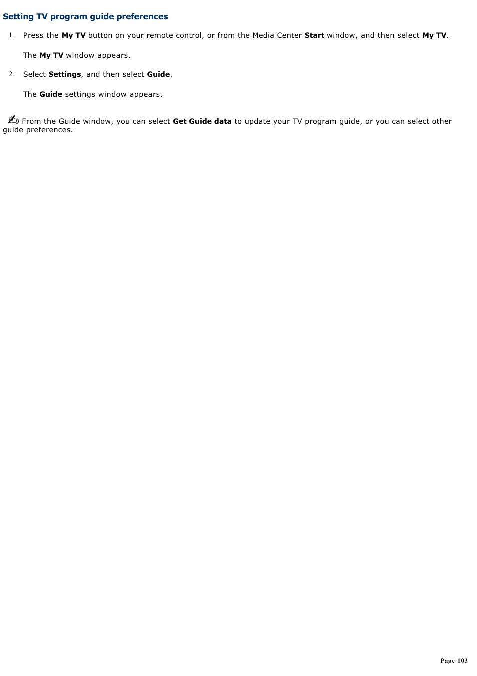 Setting tv program guide preferences | Sony PCV-RZ56G User Manual | Page 103 / 245