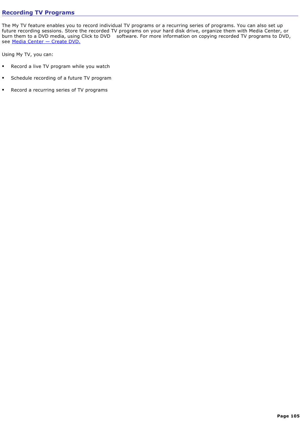 Recording tv programs | Sony PCV-RZ56G User Manual | Page 105 / 245