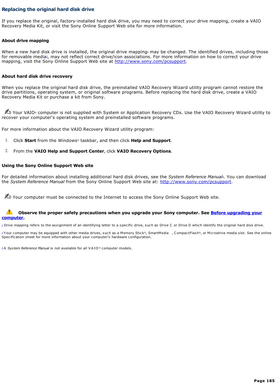 Replacing the original hard disk drive | Sony PCV-RZ56G User Manual | Page 185 / 245