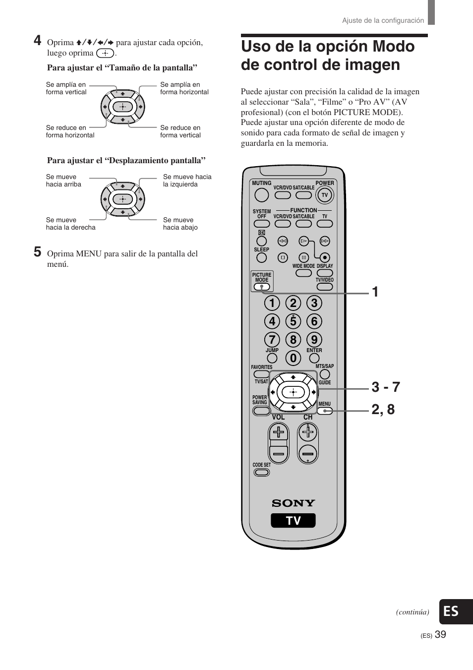 Uso de la opción modo de control de imagen | Sony KE-32TS2 User Manual | Page 163 / 188