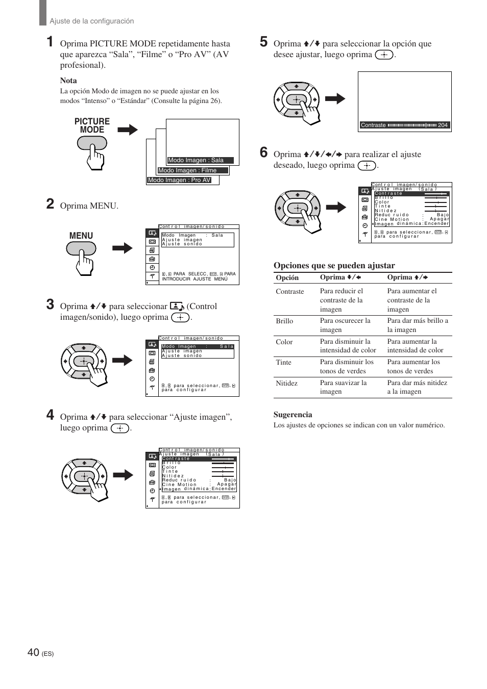 Oprima menu, Menu | Sony KE-32TS2 User Manual | Page 164 / 188