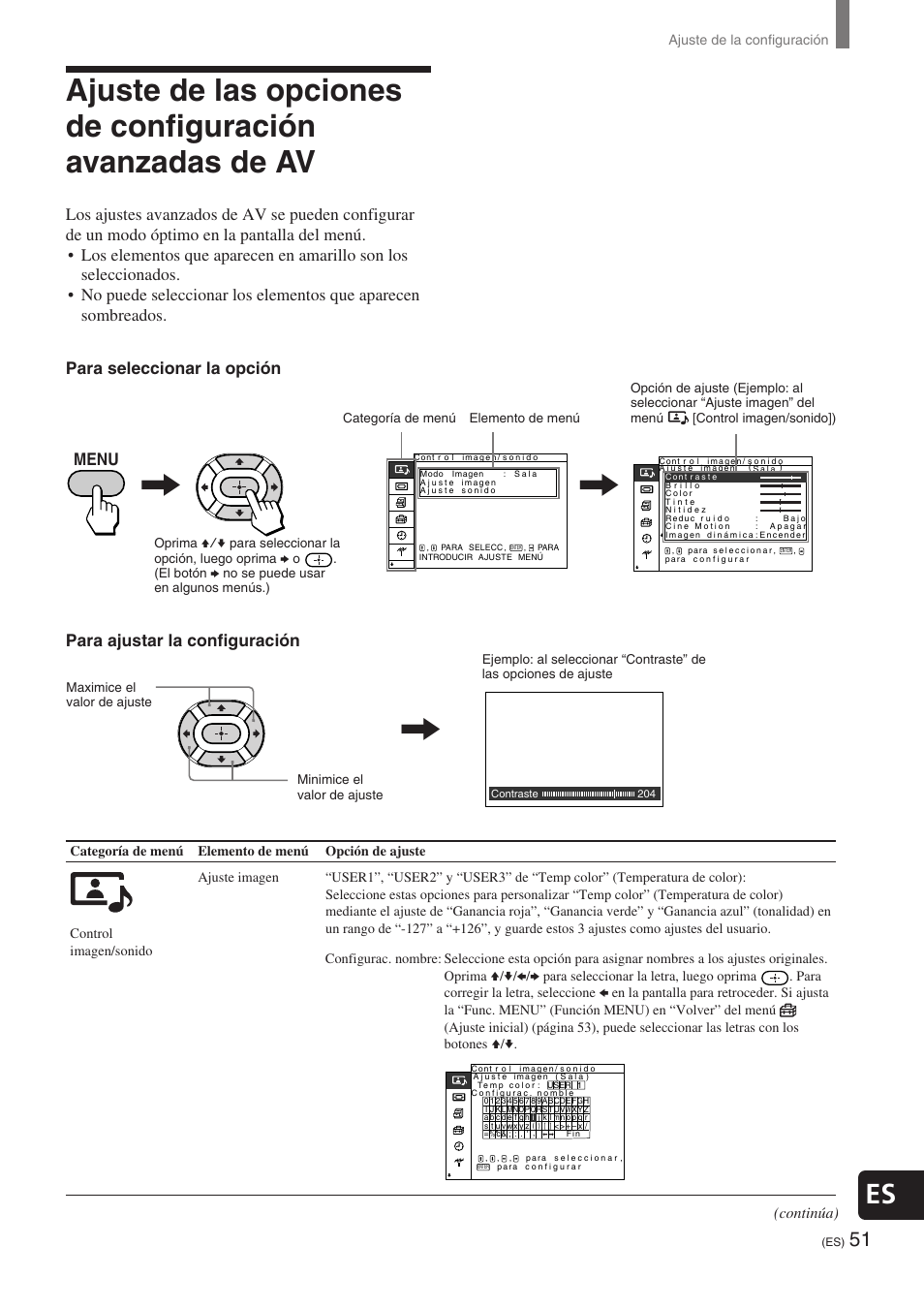 Para ajustar la configuración, Continúa) | Sony KE-32TS2 User Manual | Page 175 / 188