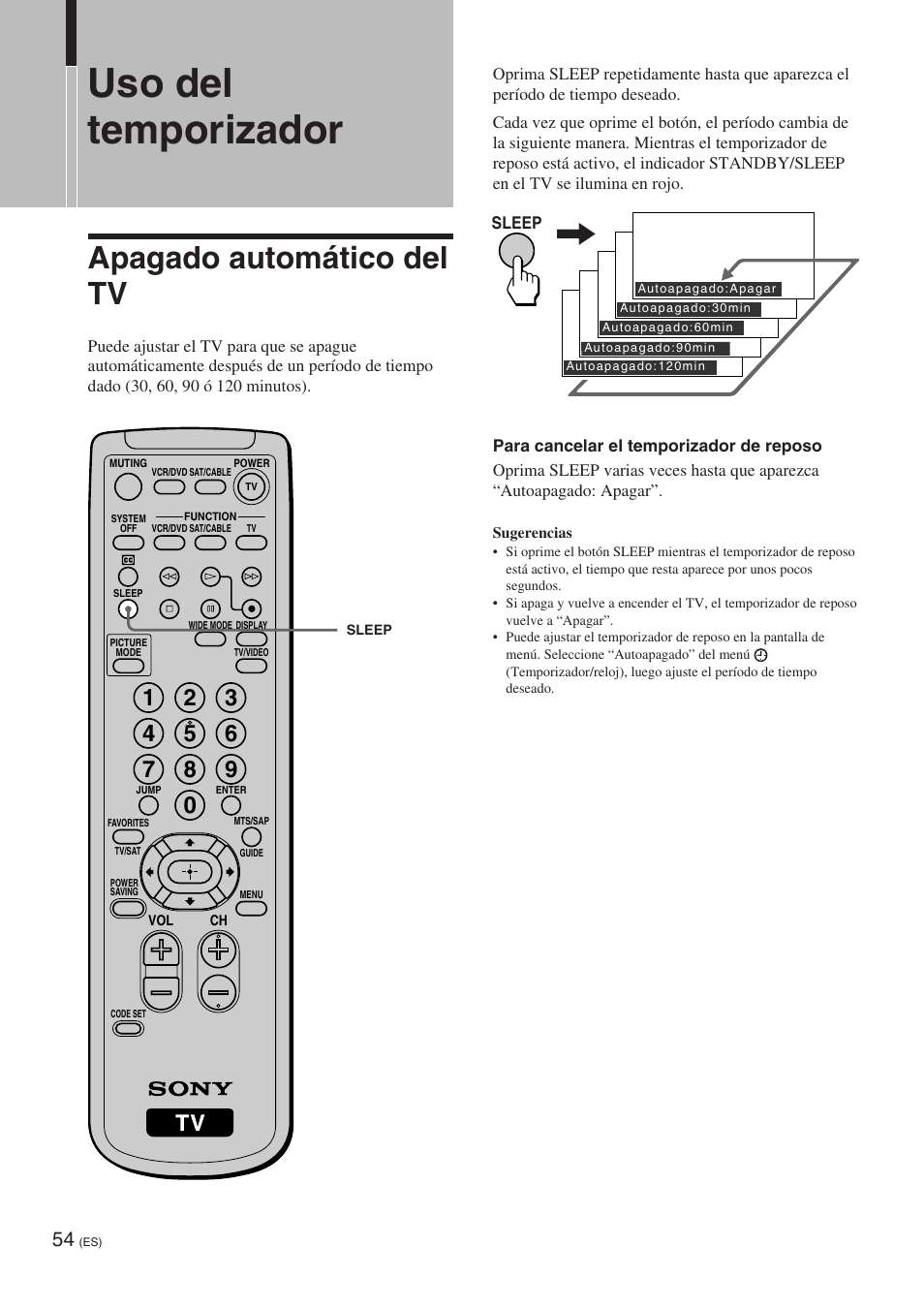 Uso del temporizador, Apagado automático del tv | Sony KE-32TS2 User Manual | Page 178 / 188