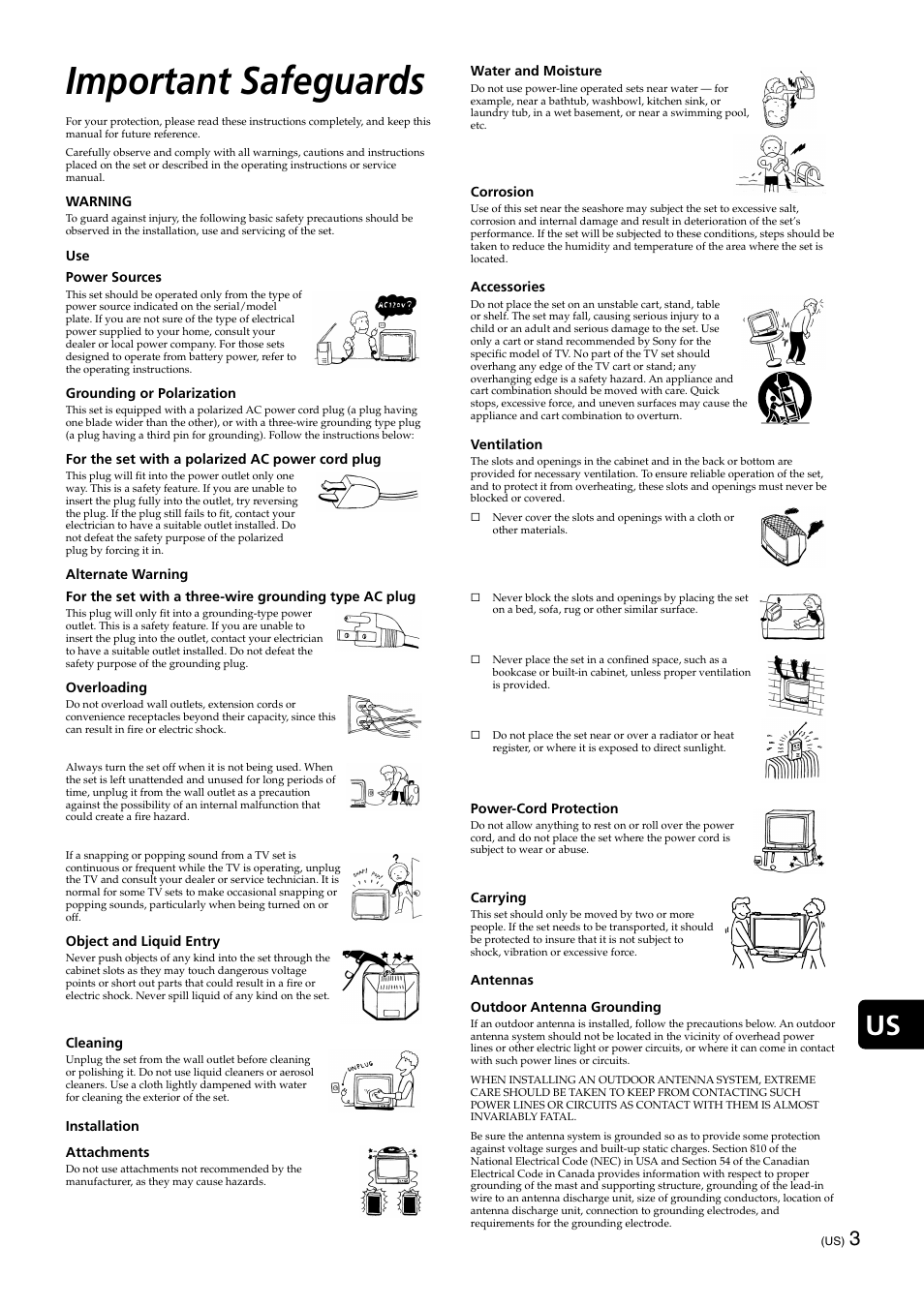 Important safeguards | Sony KE-32TS2 User Manual | Page 3 / 188