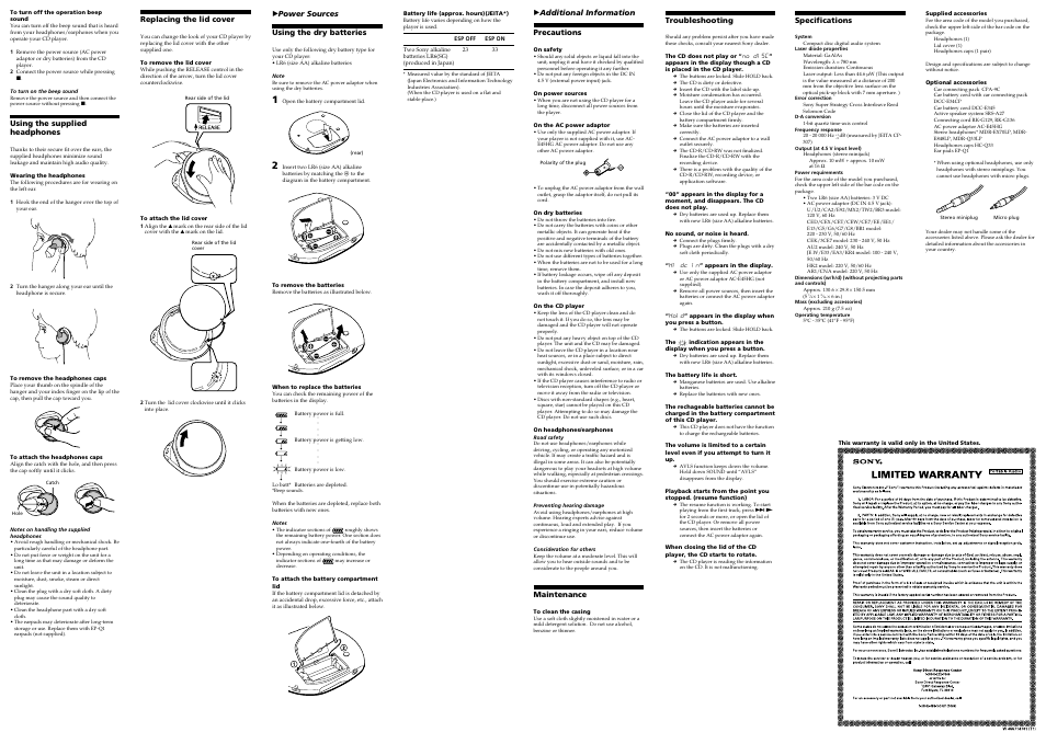 Sony D-EQ550 User Manual | Page 2 / 2