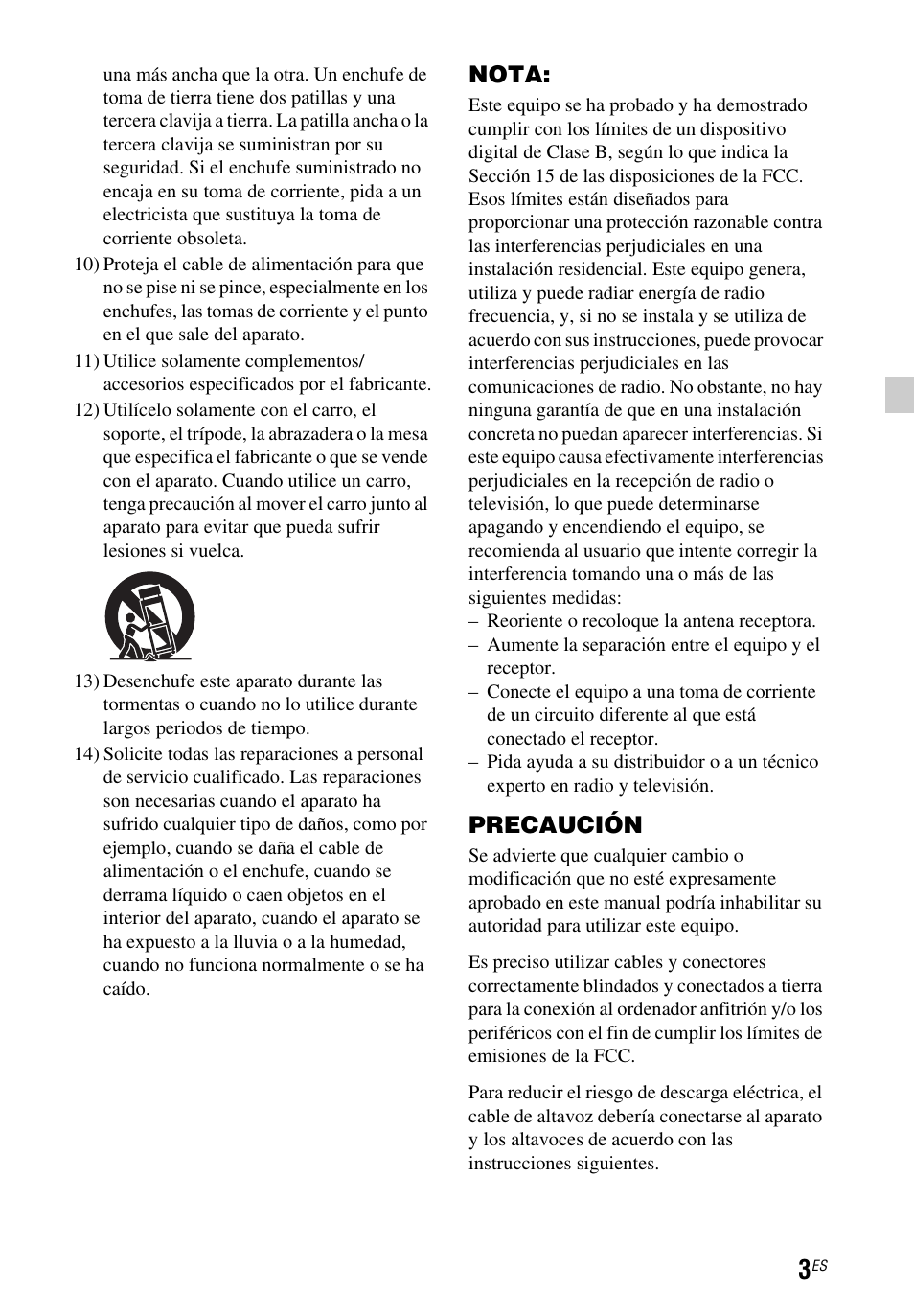 Nota, Precaución | Sony STR-DH550 User Manual | Page 17 / 24