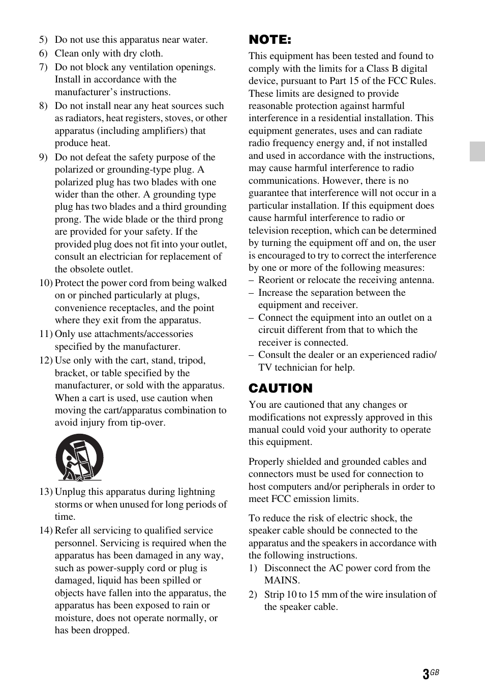 Caution | Sony STR-DH550 User Manual | Page 3 / 24