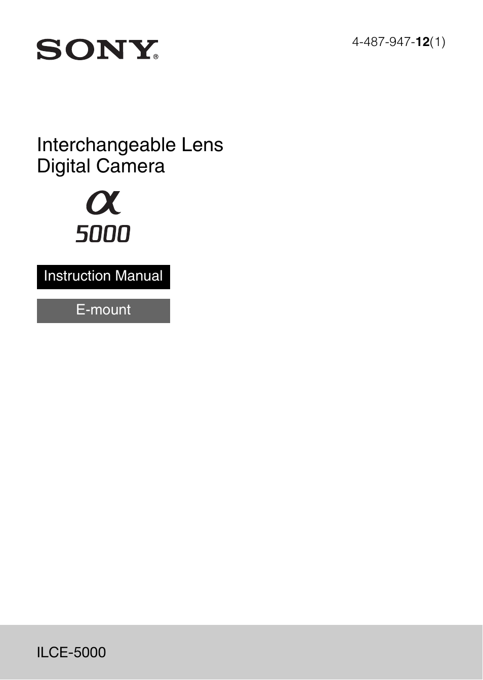 Sony ILCE-5000L User Manual | 40 pages