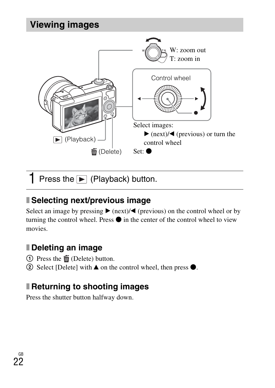 Viewing images, P. 22 | Sony ILCE-5000L User Manual | Page 22 / 40