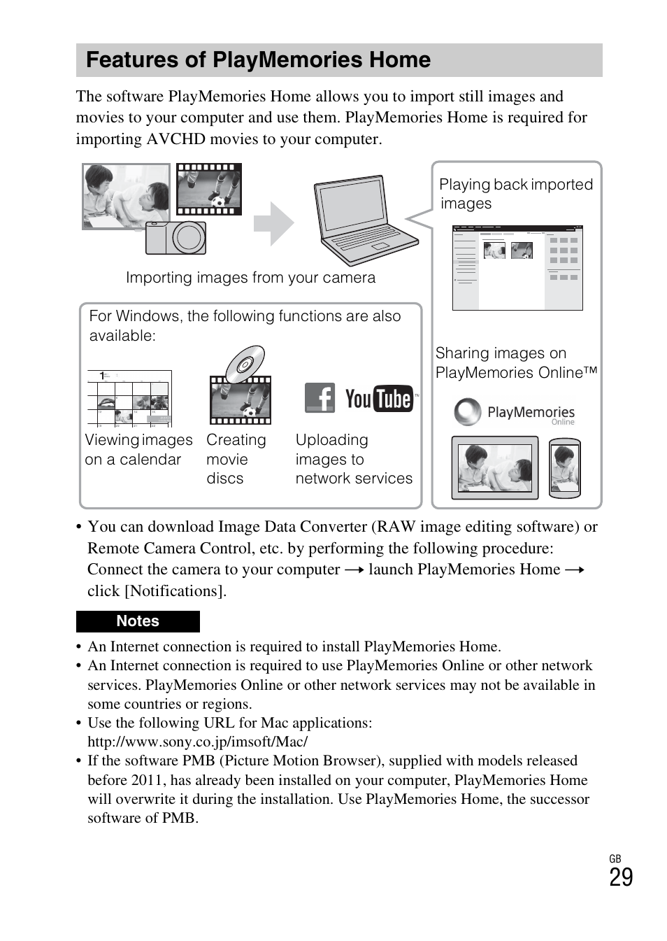 Features of playmemories home, P. 29 | Sony ILCE-5000L User Manual | Page 29 / 40