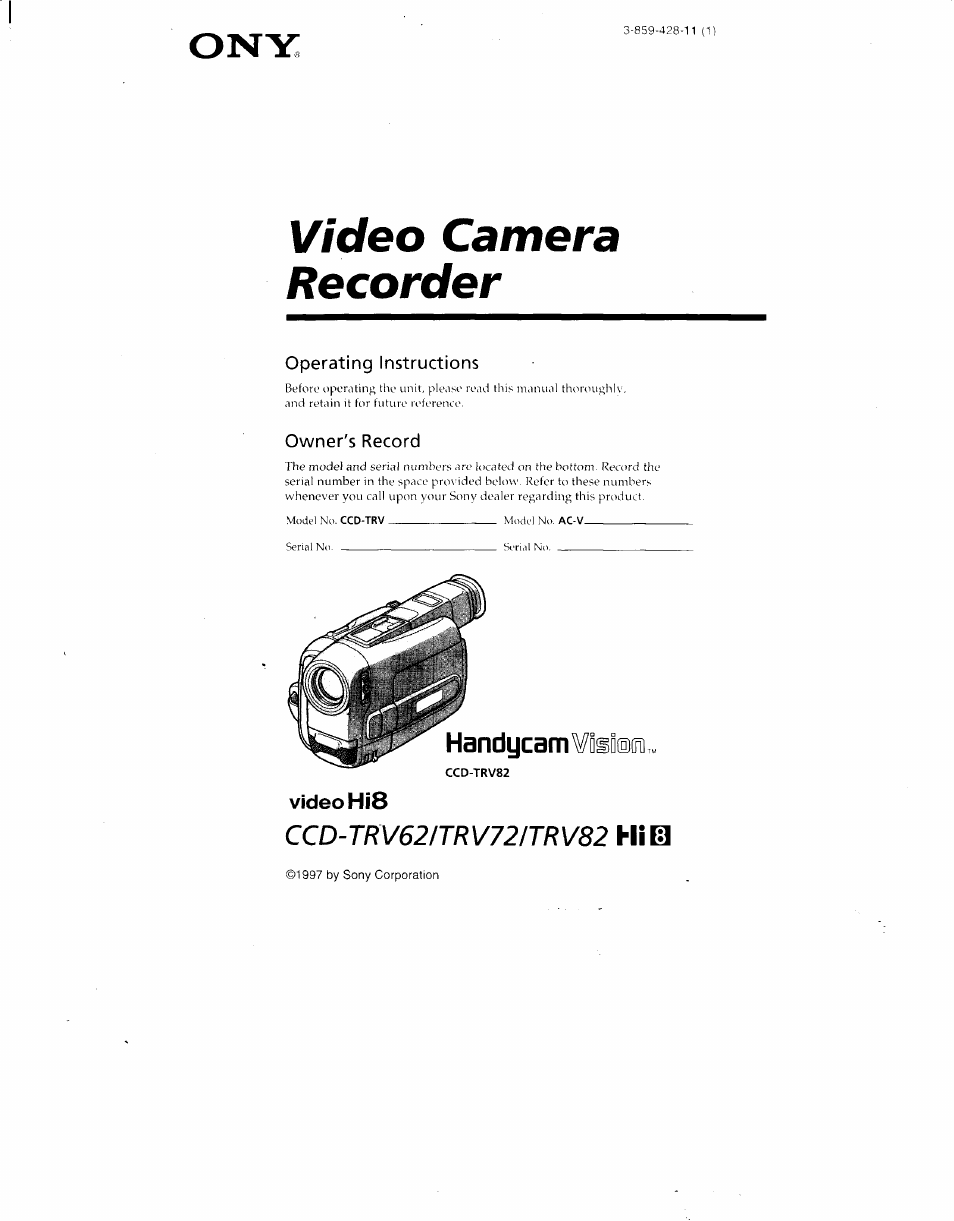 Sony CCD-TRV62 User Manual | 84 pages