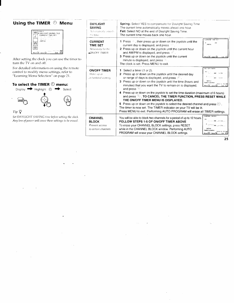 Select a timer (1 or 2), Using the timer o menu | Sony KV-36XBR200 User Manual | Page 29 / 42