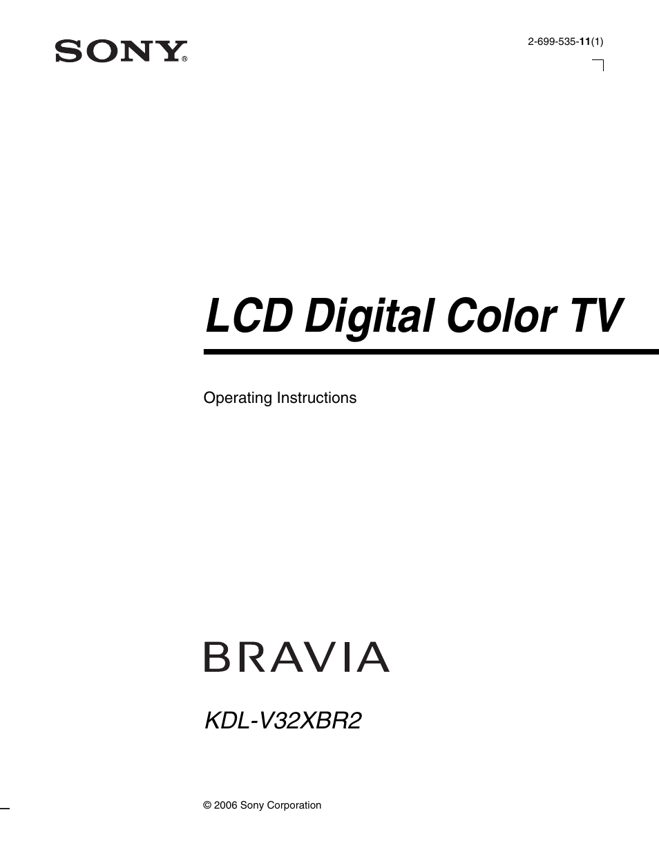 Sony KDL-V32XBR2 User Manual | 48 pages