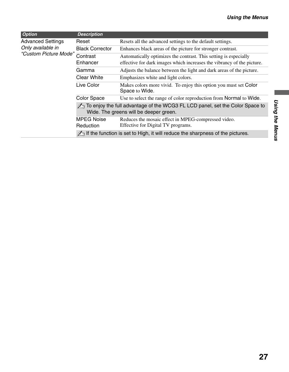 Sony KDL-V32XBR2 User Manual | Page 27 / 48