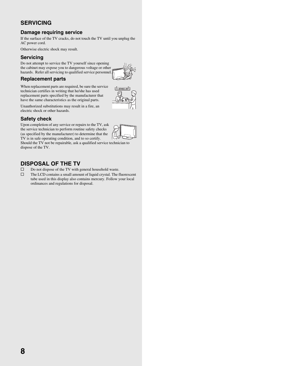 Sony KDL-V32XBR2 User Manual | Page 8 / 48