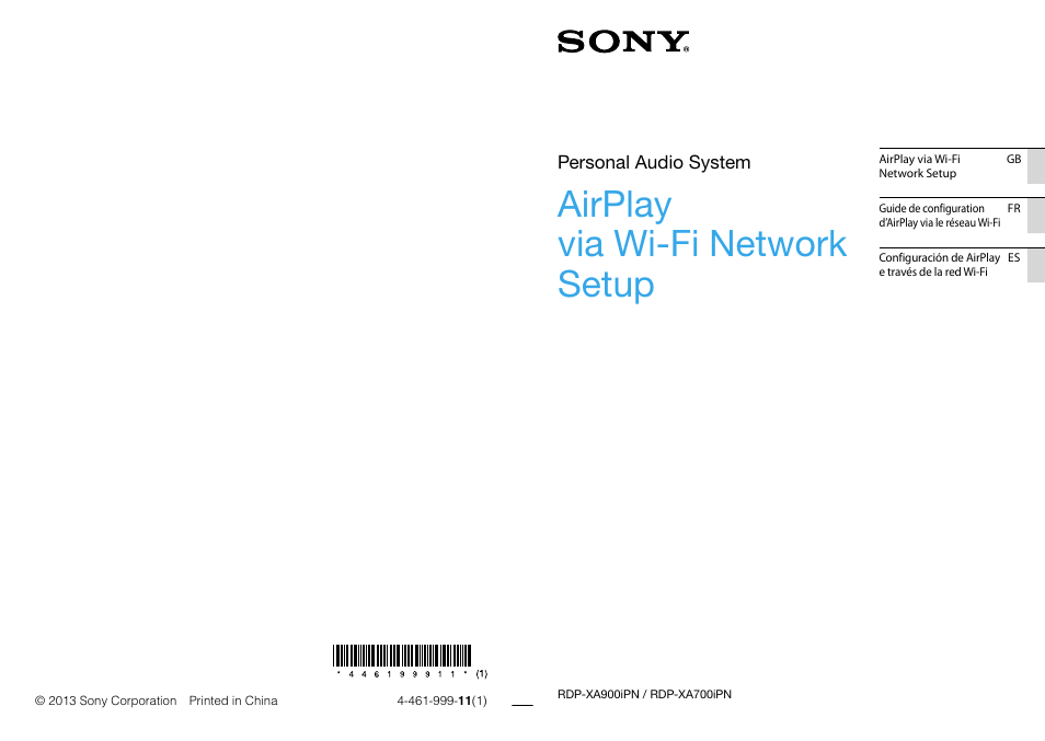 Airplay via wi-fi network setup | Sony RDP-XA900iPN User Manual | Page 28 / 28
