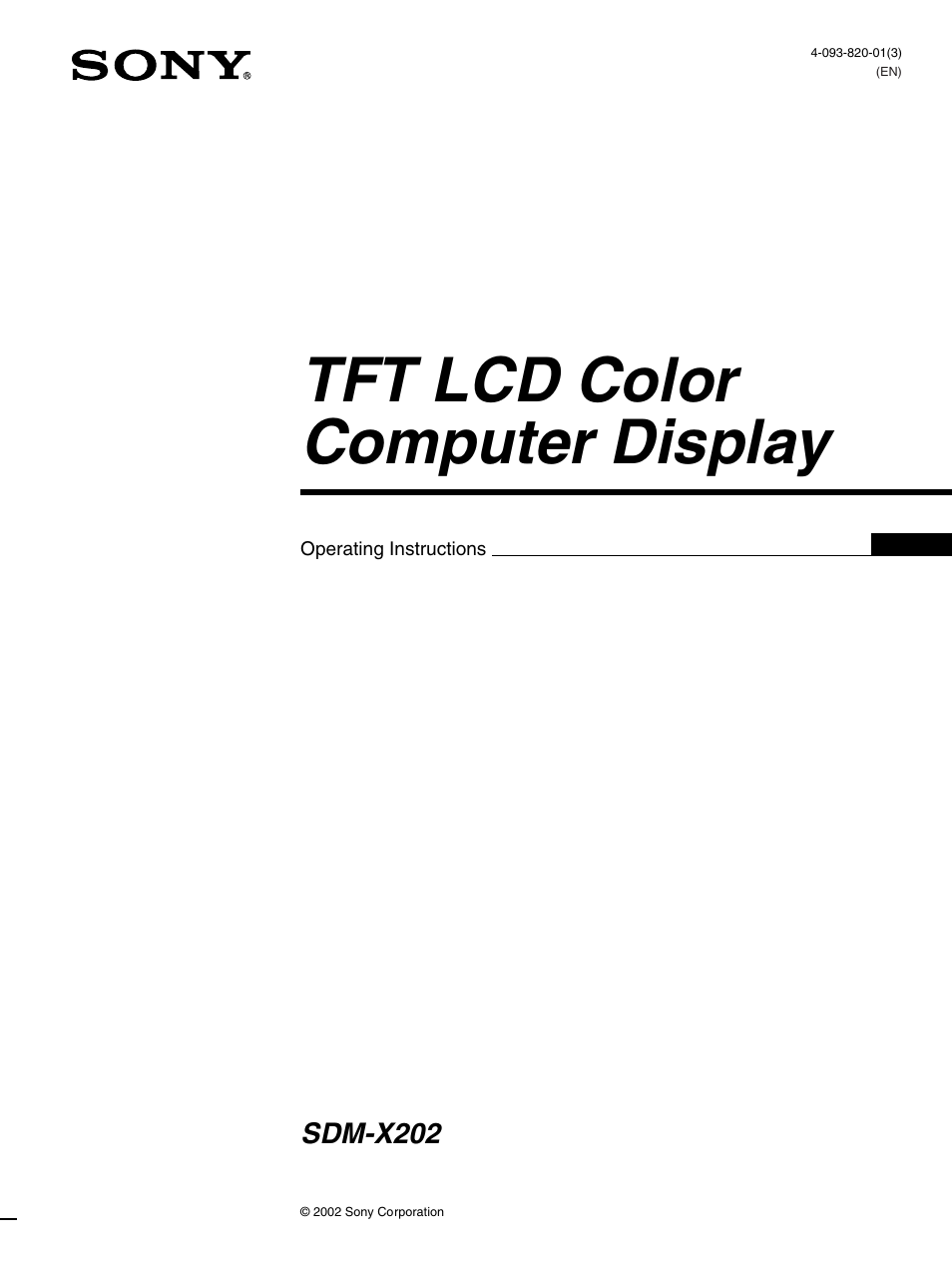 Sony SDM-X202 User Manual | 24 pages